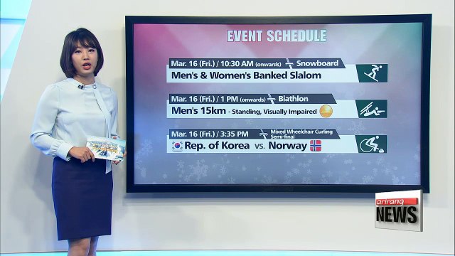 Schedule for Day 7 of the PyeongChang Winter Paralympics