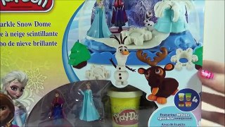 Play Doh FROZEN Sparkle Snow Dome Disney Playset With Olaf Sven Elsa and Anna