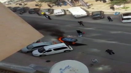 Yangına damacanayla böyle müdahale ettiler