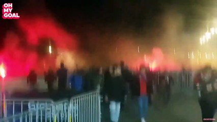 Les débordements des Ultras Lyonnais avant le match face au CSKA