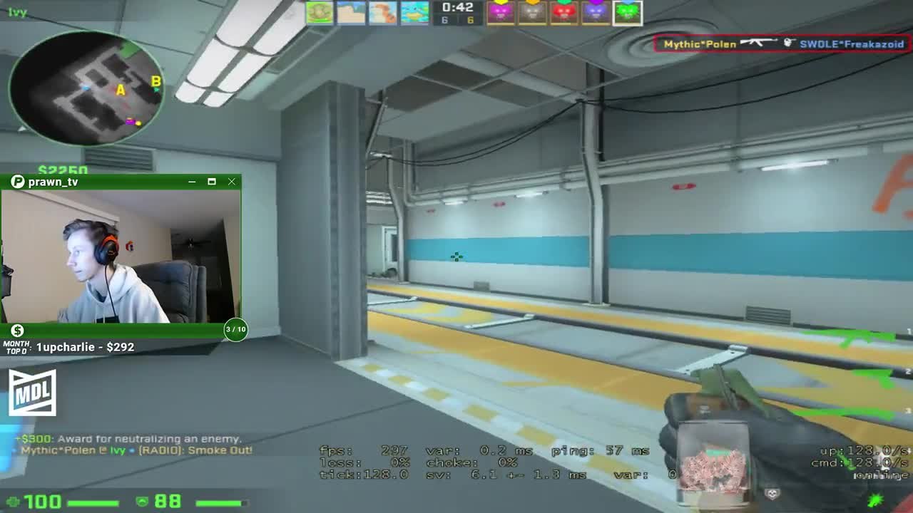 Suddenly he totally explodes and wins the round for his team