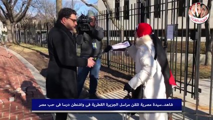 شاهد..سيدة مصرية تلقن مراسل الجزيرة القطرية فى واشنطن درسا فى حب مصر