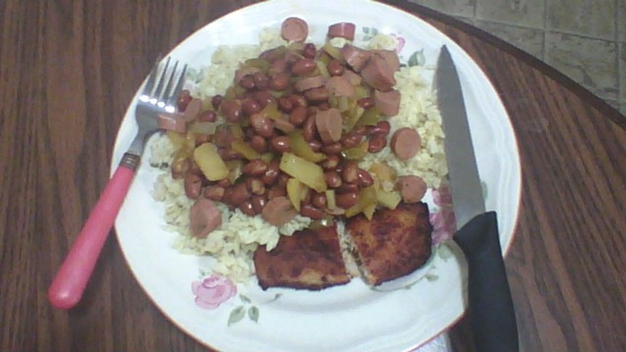 Puerto Rico Style Beans + Rice + Chicken
