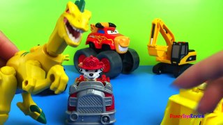 Learn the colors with Paw Patrol racers Dinosaurs Construction Excavators Mighty Machines Chase red