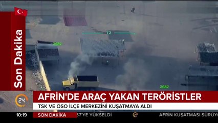 Afrin'de araç yakan teröristler