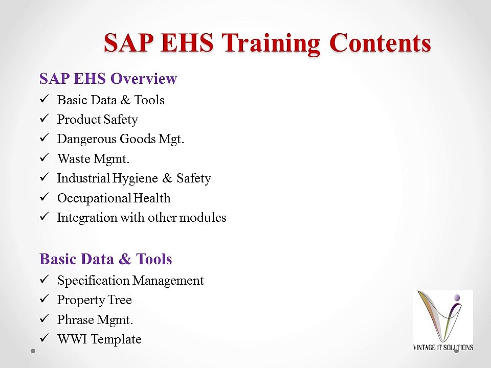 SAP EHS Module Training
