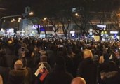 Crowd Sings National Anthem at Anti-Government Protest
