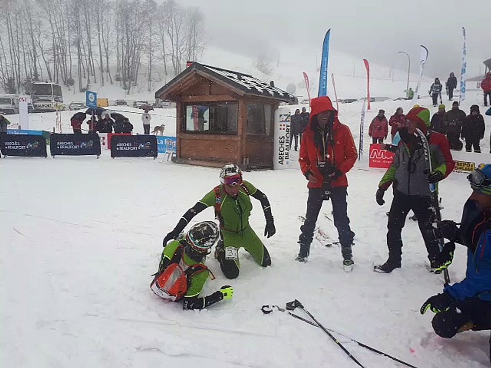 Les Italiens à l'arrivée de la Pierra Menta