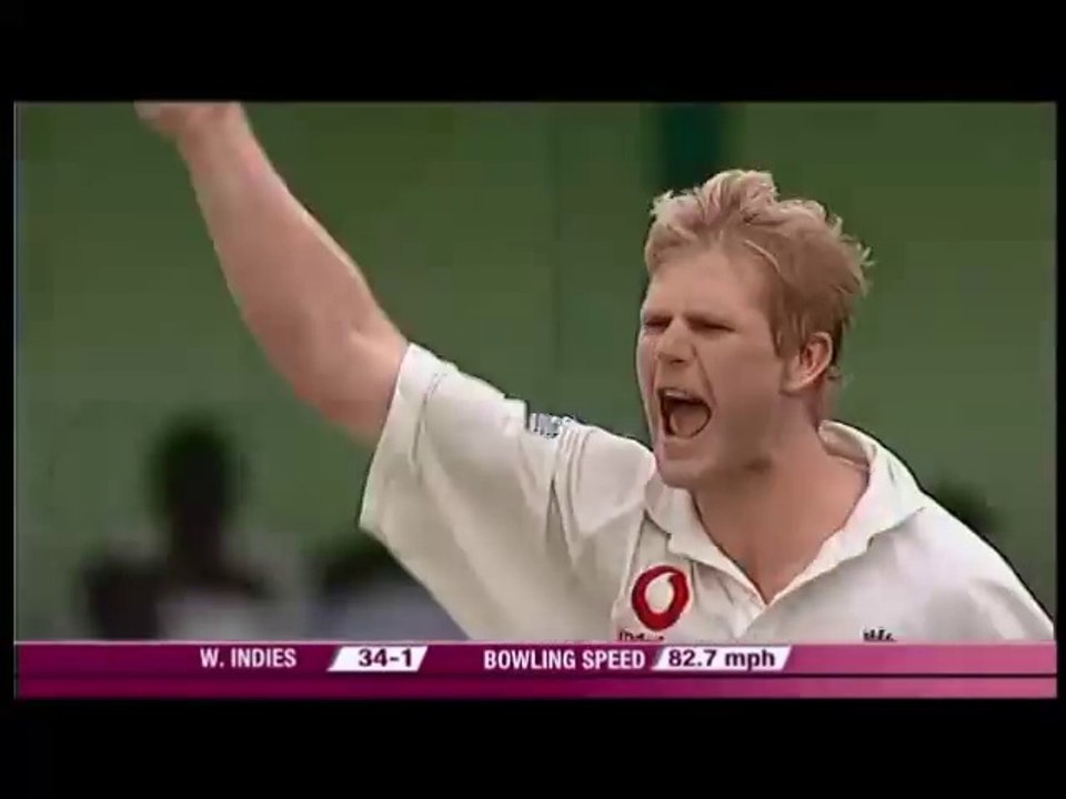 Matthew Hoggard Aggressive Bowling as ever Gets Hat Trick against West Indies