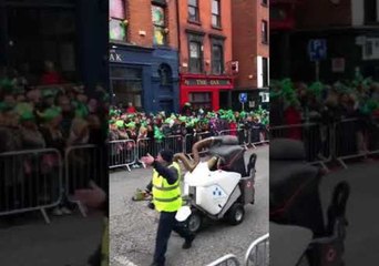 Street Cleaner Gets The Crowd Going at Dublin's Saint Patrick's Day Parade