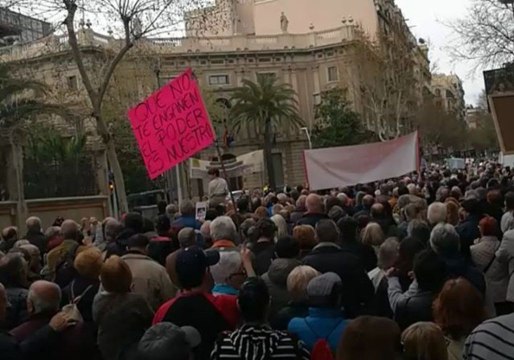 Pensioners Protest Outside Government Buildings in Barcelona