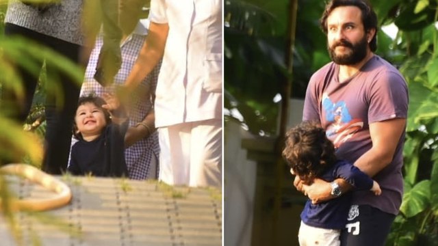Taimur Ali Khan Plays With Saif Ali Khan In The Garden While Kareena Kapoor Khan