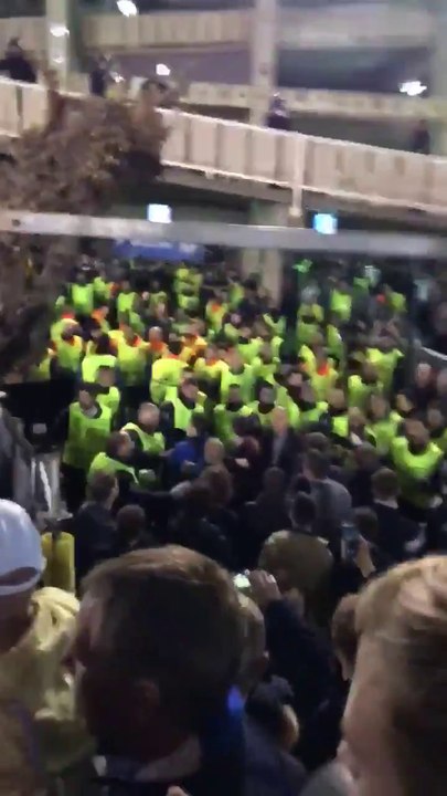Chelsea fans made to walk over unsteady footbridge to reach exit