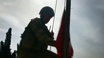 Afrin şehir merkezine Türk Bayrağının çekilmesi