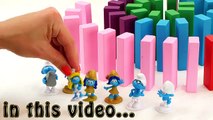 Smurfs The Lost Village Domino Tower Game! Learn Colors with Smurfette, Brainy, Clumsy and Gargamel!