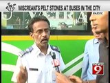 NEWS9: Bharat Bandh, miscreants pelt stones at buses in the city