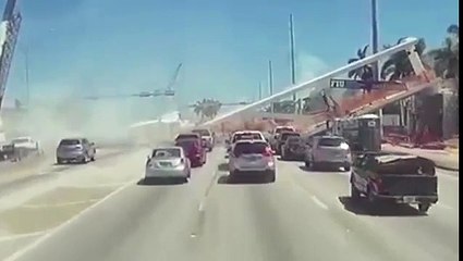 FIU Bridge Collapse  Caught on Dash Cam  (SLOW MOTION)
