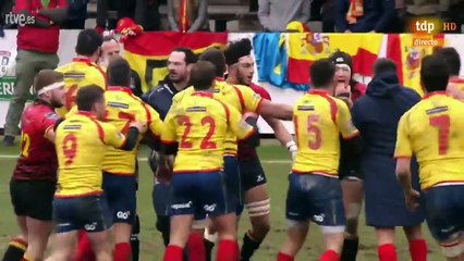 Fin de match Belgique vs Espagne - Arbitre de rugby Iorchescu attaqué