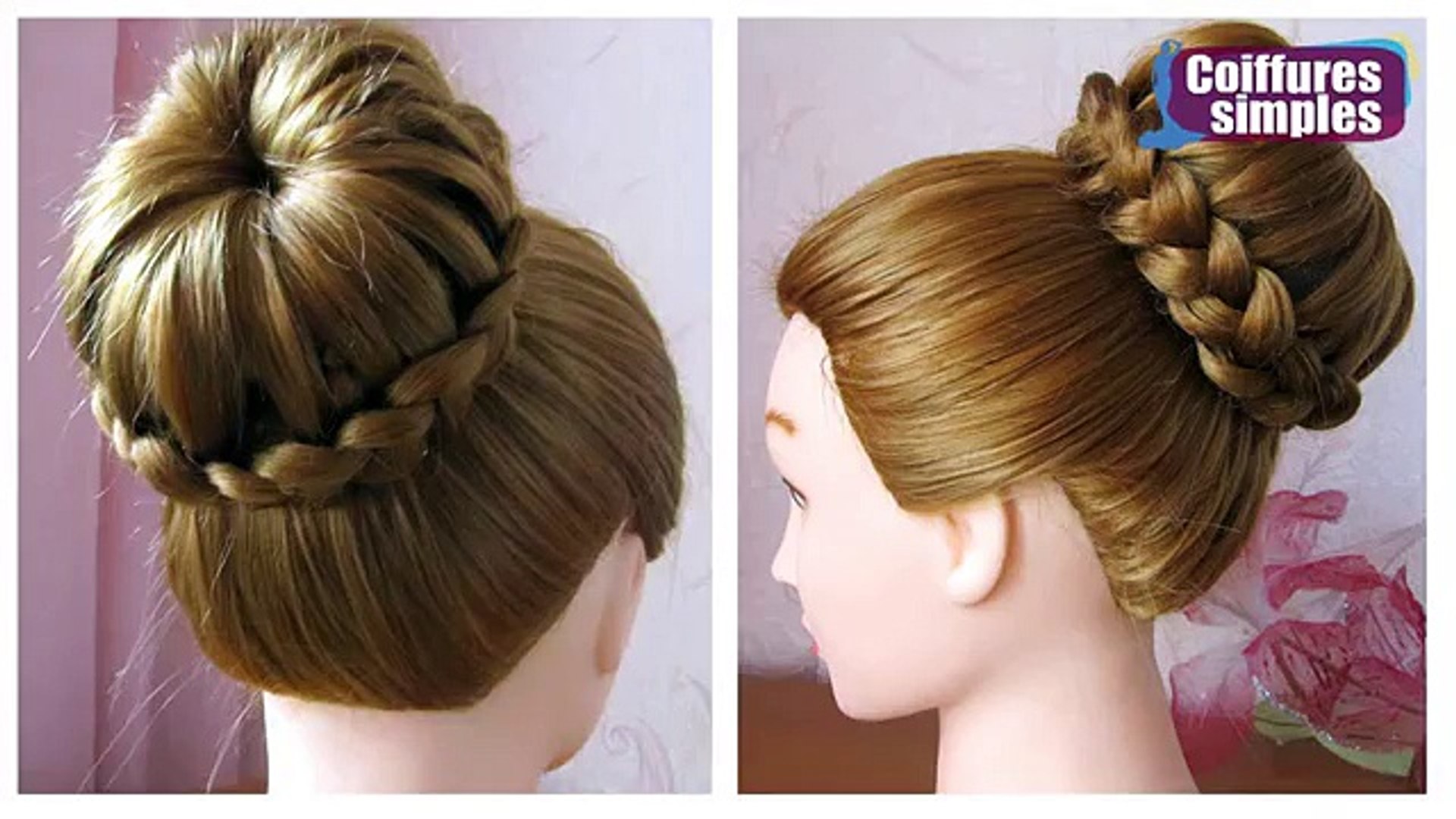 Chignon tressé facile ♡ Tuto coiffure simple et rapide cheveux long/mi long  - Vídeo Dailymotion