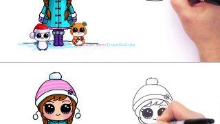How to Draw Winter Chibi Girl Cute step by step Christmas Special