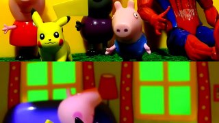 Peppa Pig, Pig George, Homem Aranha e Pikachu Tentam Capturar um fantasma assustador - Em Português!
