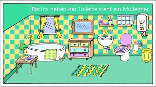 Deutsch lernen: Das Badezimmer - Dativ + Präpositionen - German for children + beginners