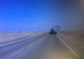 Strong Wind Gusts Tip Over Semitrailer Travelling Down Highway