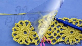 ♥ Рюш из мотивов крючком • Мастер-класс • Безотрывное вязание • How to crochet a-line motifs.