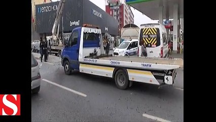 E-5�te takla atan araç yan yola uçtu... Trafik kitlendi