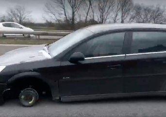 Police Make Arrest After Car Seen on Motorway With Front Tyre Missing