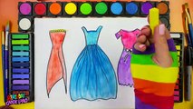How to Draw and Paint 3 Dress Coloring Page for Children to Learn Painting   Drawing