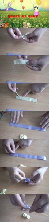 цветок Анютины глазки из лент за 5 мин Quick & Easy Satin Ribbon Flower - Tutorial