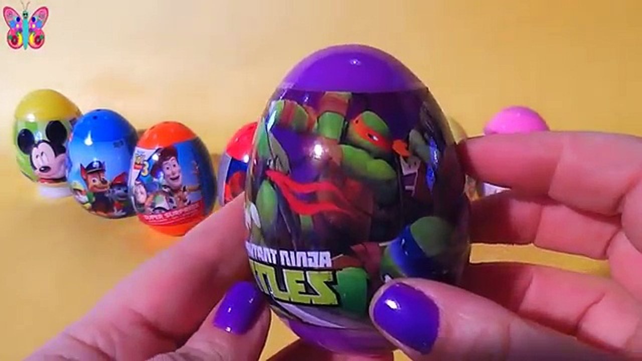 8 huevos sorpresa de Frozen el hombre araña spiderman Toy story Micky Mouse la patrulla canina Bob