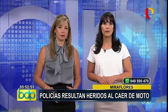 Miraflores: dos policías resultan heridos tras caer de moto