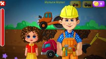 Cartoons Truck Videos for Children - Bruder Backhoe Excavator, Crane, Diggers-Builder Game for Kids