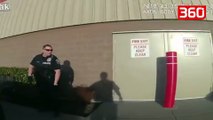 Pamje spektakolare/ Policia kap me presh në dorë hajdutët teksa dilnin nga supermarketi (360video)