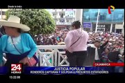 Chota: ronderos castigan a pareja de estafadores en plaza de armas