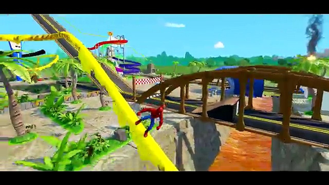 TWO SPIDERMAN Chasing HULK in the Spider Car + Disney Cars Racing Playtime