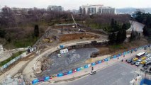Dolmabahçe-Levazım arasını 5 dakikaya düşürecek tünel çalışmaları havadan görüntülendi