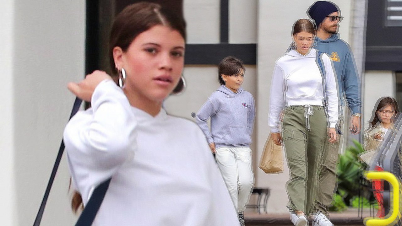 She fits right in! Sofia Richie, 19, joins boyfriend Scott Disick, 34, for an outing with his children Mason, eight, and Penelope, five.