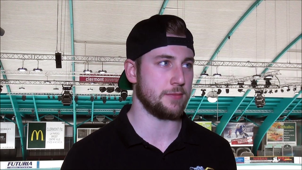 Hockey sur glace 2018-03-17 Interview Justin Samson après rencontre hockey sur glace Clermont VS Chambéry