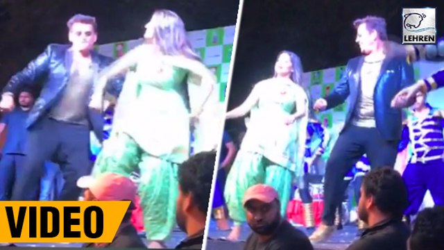 स्टेज पर सपना चौधरी के साथ रवि किशन का डांस परफॉरमेंस