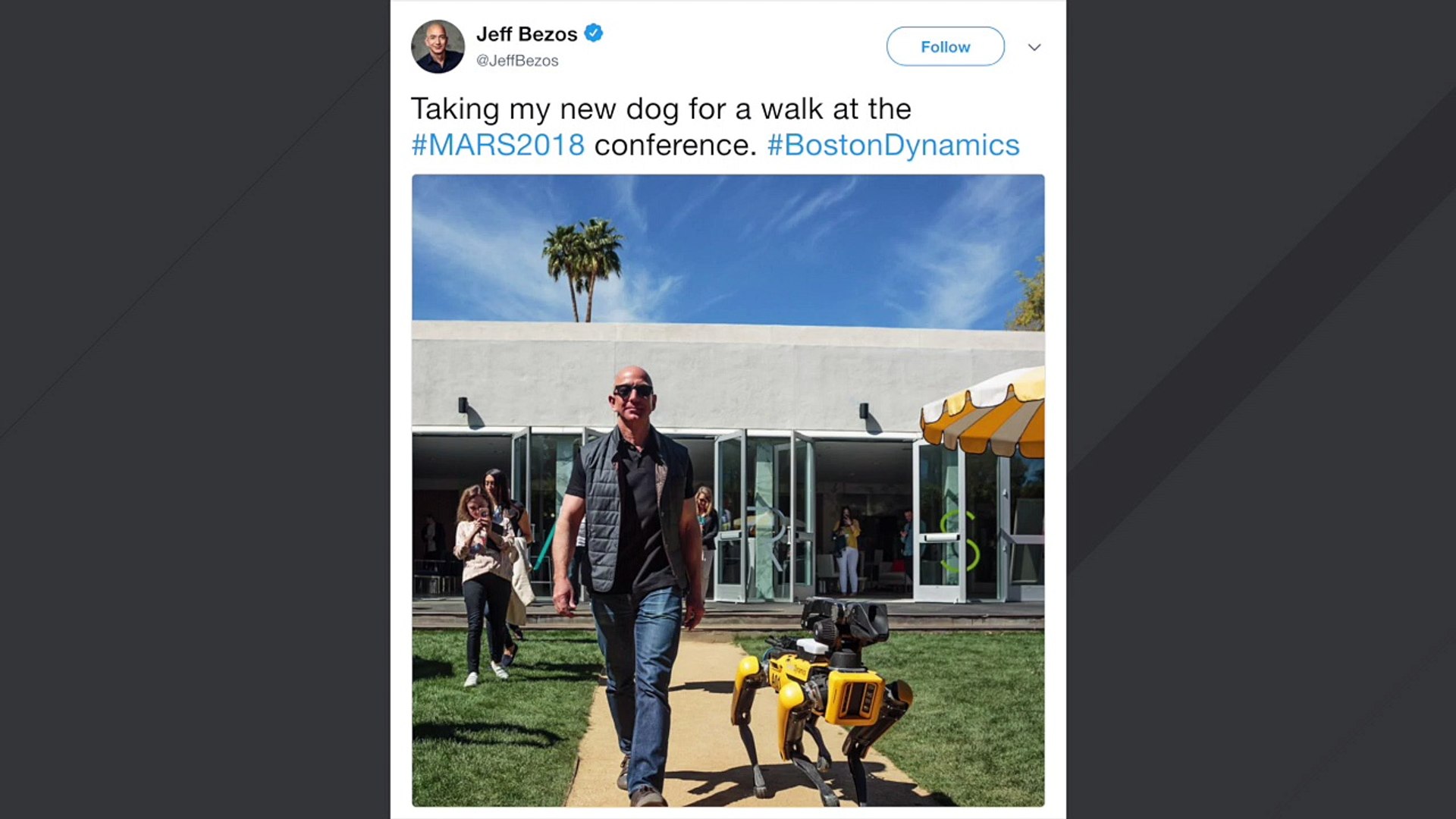 ⁣Jeff Bezos Takes A Stroll With Robot Dog