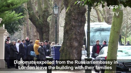 Expelled Russian diplomats leave London embassy