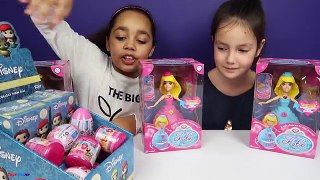 Disney Princess Dancing Dolls - Cinderella Belle Snow White Ariel Mermaid - Surprise Eggs Opening