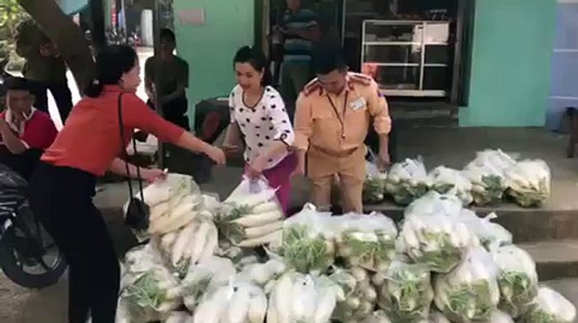CSGT hăng hái ra tay giải cứu hàng nghìn tấn củ cải giúp người dân