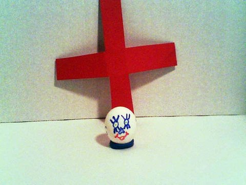 47. Egghead getting his flu shot. heroes have to take care of themselves to beat the bad guys.