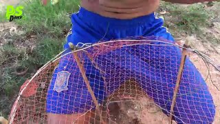 Creative Human Make Fish Trap With Plastic Pipes And Net To Catch A Lot Of Fish In Cambodia