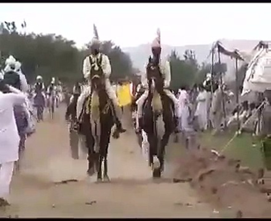 Sultan Muhammad Ali Sahib and Zaman Shah Sahib riding the famous horses NAGEENA (late) & MASTAANA