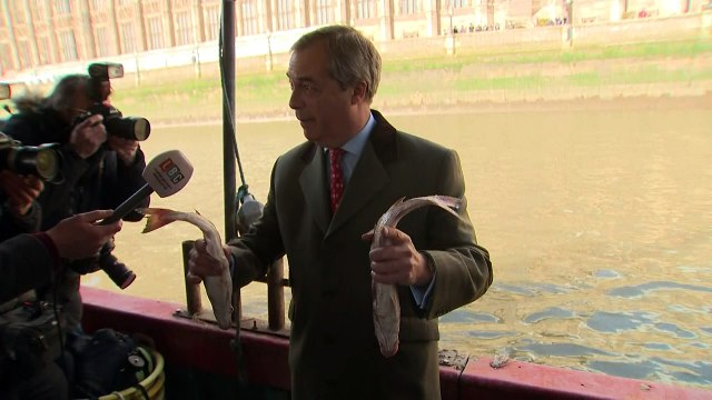 'Tragic': Farage dumps fish into river in Brexit protest